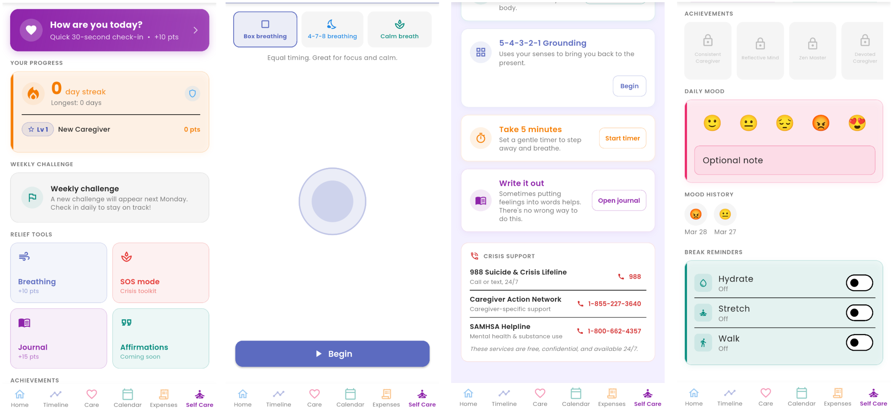 Cecelia Care Self-Care module screenshot
